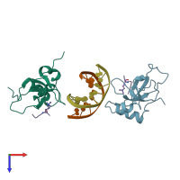 PDB entry 6iis coloured by chain, top view.