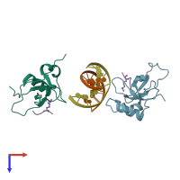 PDB entry 6iit coloured by chain, top view.