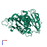 PDB entry 6ij3 coloured by chain, top view.