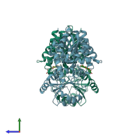 PDB entry 6ijd coloured by chain, side view.