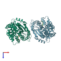 PDB entry 6ijd coloured by chain, top view.
