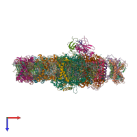 PDB entry 6ijo coloured by chain, top view.