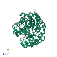 PDB entry 6ijp coloured by chain, side view.