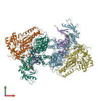 PDB entry 6ika coloured by chain, front view.