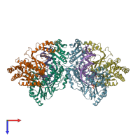 PDB entry 6ika coloured by chain, top view.