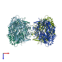PDB entry 6ikg coloured by chain, top view.