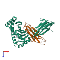 PDB entry 6ilc coloured by chain, top view.