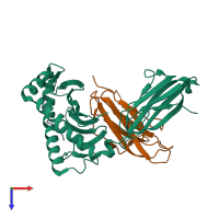 PDB entry 6ile coloured by chain, top view.