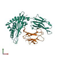 PDB entry 6ilg coloured by chain, front view.