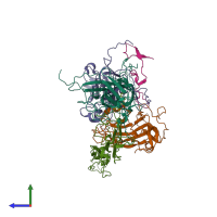 PDB entry 6ilj coloured by chain, side view.