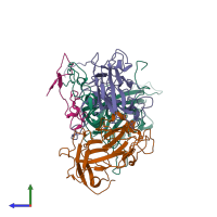 PDB entry 6ilp coloured by chain, side view.