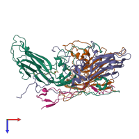 PDB entry 6ilp coloured by chain, top view.