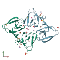 PDB entry 6ilu coloured by chain, front view.