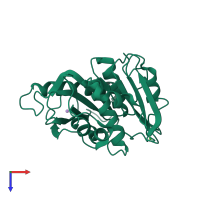 PDB entry 6ilx coloured by chain, top view.