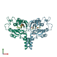 PDB entry 6ime coloured by chain, front view.