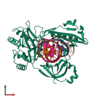 PDB entry 6imk coloured by chain, front view.