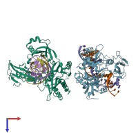 PDB entry 6imn coloured by chain, top view.