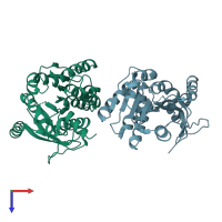 PDB entry 6imp coloured by chain, top view.