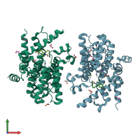 PDB entry 6imr coloured by chain, front view.