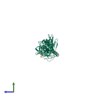 PDB entry 6in5 coloured by chain, side view.