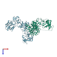 PDB entry 6ino coloured by chain, top view.