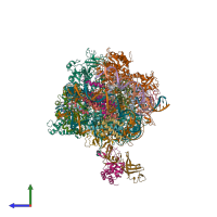 PDB entry 6inq coloured by chain, side view.