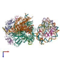 PDB entry 6inq coloured by chain, top view.