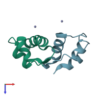 PDB entry 6ins coloured by chain, top view.