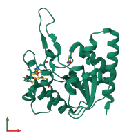 PDB entry 6iob coloured by chain, front view.