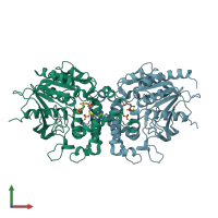 PDB entry 6ioi coloured by chain, front view.