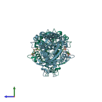 PDB entry 6ioi coloured by chain, side view.