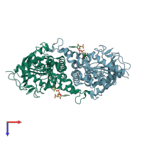PDB entry 6ioi coloured by chain, top view.