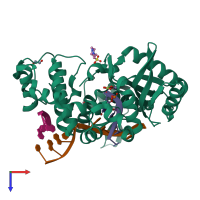 PDB entry 6ipd coloured by chain, top view.