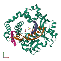 PDB entry 6ipg coloured by chain, front view.