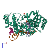 PDB entry 6ipg coloured by chain, top view.