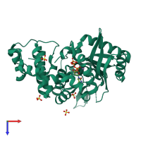 PDB entry 6ipj coloured by chain, top view.
