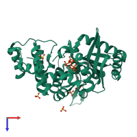 PDB entry 6ipn coloured by chain, top view.