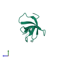 PDB entry 6ipy coloured by chain, side view.