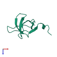 PDB entry 6ipy coloured by chain, top view.