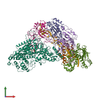 PDB entry 6iqw coloured by chain, front view.