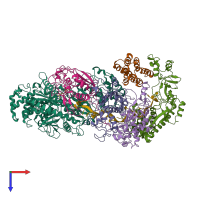 PDB entry 6iqw coloured by chain, top view.