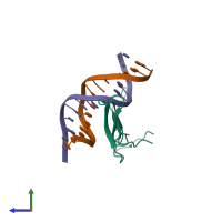 PDB entry 6ir8 coloured by chain, side view.