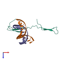 PDB entry 6ir8 coloured by chain, top view.