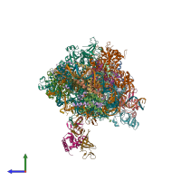 PDB entry 6ir9 coloured by chain, side view.
