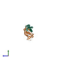 PDB entry 6ird coloured by chain, side view.