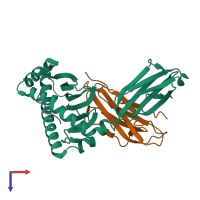 PDB entry 6irl coloured by chain, top view.