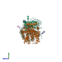 PDB entry 6irs coloured by chain, side view.