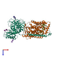 PDB entry 6irt coloured by chain, top view.