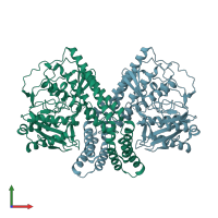 PDB entry 6irv coloured by chain, front view.