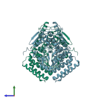 PDB entry 6irv coloured by chain, side view.